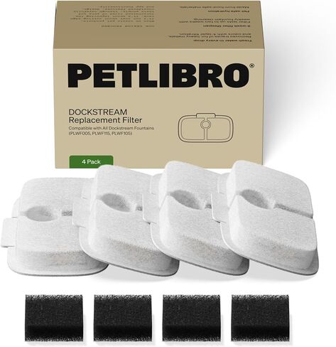 PETLIBRO 4-Pack Filters for Dockstream RFID Smart Cat Water Fountain PLWF305, 2-Month Set of Replacement Filters for Ultra-Quiet Automatic Cat Water Dispenser in Kuwait