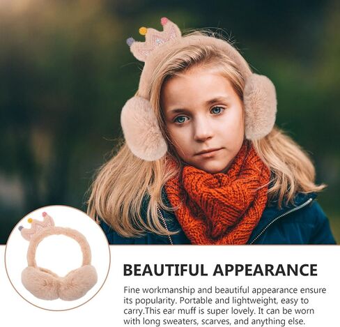 OSALADI ’s Thick Winter Earmuffs with Faux Rabbit Fur Crown Design, Warm Ear Cover for Outdoor Use, Beige Fleece Ear Warmer for Boys and Random Color in Kuwait