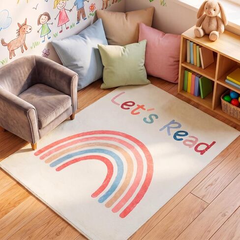 Tinideya 3.3 x 4 ft Calming Corner Classroom Rug Calm Down Reading Corner Safe Space Rug Soft Mental Health Floor Mat for School Home Living Bedroom Playroom Nursery in Kuwait