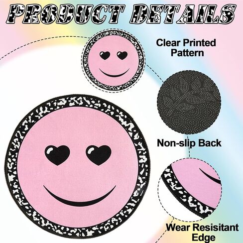 6Pcs Smile Face Carpet Circle Seats for Classroom 16 Inch Composition Notebook Classroom Rug Pastel Round Floor Mat Educational Non Slip Cushion Decor for Preschool Kindergarten Learning Playing Areas in Kuwait