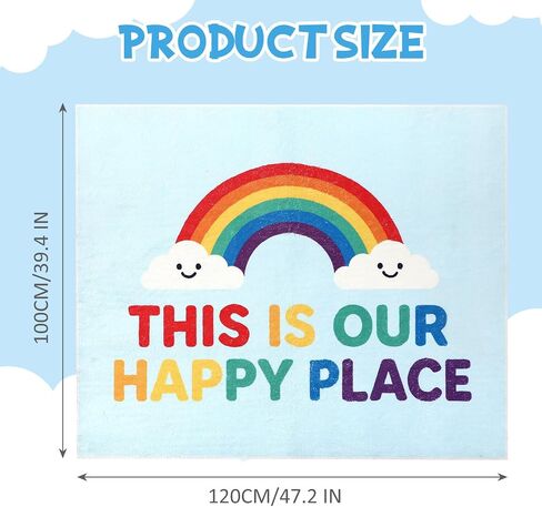 Breling 4 x 3.2 ft Rainbow Calming Corner Rug, This is Our Happy Place Non-Slip Reading Corner Emotion Soft Fluffy Mental Health Area Rug for Playroom, Nursery, Classroom Decor in Saudi Arabia