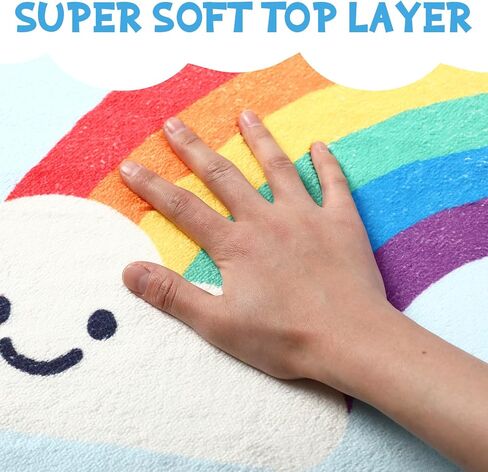 Breling 4 x 3.2 ft Rainbow Calming Corner Rug, This is Our Happy Place Non-Slip Reading Corner Emotion Soft Fluffy Mental Health Area Rug for Playroom, Nursery, Classroom Decor in Saudi Arabia