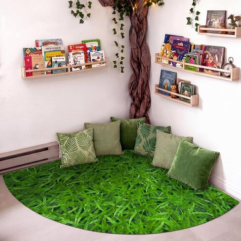 5.9 ft Classroom Quarter Circle Rug Non Slip Grass Carpet Reading Corner Rug for Elementary Preschool Daycares School Calming Corner Home Bedroom Playroom Decor in Kuwait