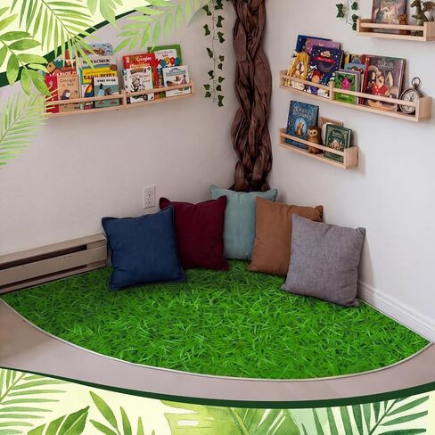 5.9 ft Classroom Quarter Circle Rug Non Slip Grass Carpet Reading Corner Rug for Elementary Preschool Daycares School Calming Corner Home Bedroom Playroom Decor in Kuwait