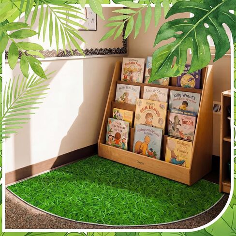 5.9 ft Classroom Quarter Circle Rug Non Slip Grass Carpet Reading Corner Rug for Elementary Preschool Daycares School Calming Corner Home Bedroom Playroom Decor in Kuwait
