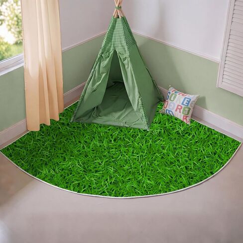 5.9 ft Classroom Quarter Circle Rug Non Slip Grass Carpet Reading Corner Rug for Elementary Preschool Daycares School Calming Corner Home Bedroom Playroom Decor in Kuwait