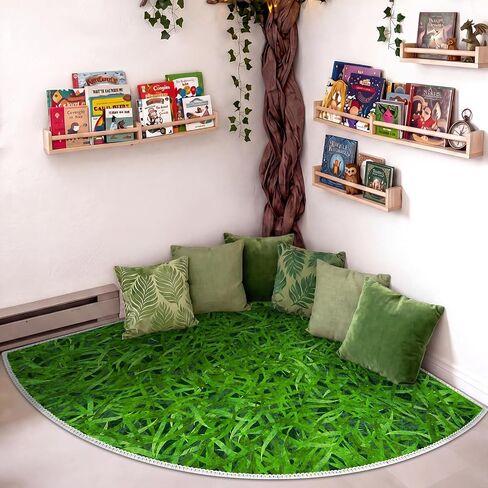 5.9 ft Classroom Quarter Circle Rug Non Slip Grass Carpet Reading Corner Rug for Elementary Preschool Daycares School Calming Corner Home Bedroom Playroom Decor in Kuwait