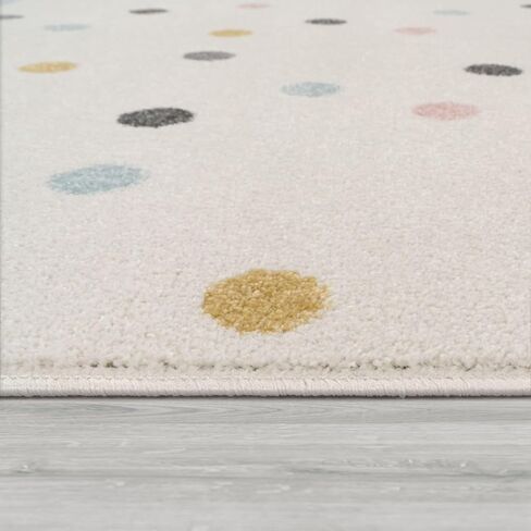 Paco Home Kids Rug with Colorful Polka Dots in Soft Cream, Size: 4'4" x 6'3" in Kuwait