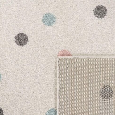 Paco Home Kids Rug with Colorful Polka Dots in Soft Cream, Size: 4'4" x 6'3" in Kuwait