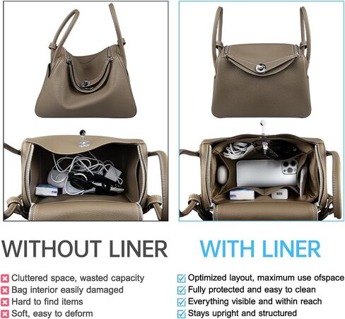 Organizer Insert for Lindy 19/26/30/34/45, Satin Inner Bag Organiser(Size: LD26, Color: Etoupe Grey) in Saudi Arabia