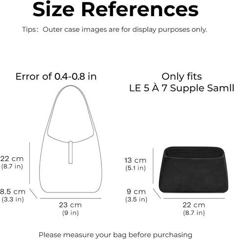Handbag Organizer Insert for YSL LE 5 À 7 Supple Samll Hobo Bag,Custom Fit Inside Premium Matte Black Lightweight WaterResistant Purse Insert with Cup Holder Accessories in Kuwait