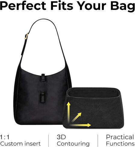Handbag Organizer Insert for YSL LE 5 À 7 Supple Samll Hobo Bag,Custom Fit Inside Premium Matte Black Lightweight WaterResistant Purse Insert with Cup Holder Accessories in Kuwait