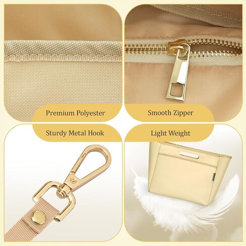 Dadanism Purse Organizer Insert for Longchamp Le Pliage, Handbag Tote Organizer Insert with Multi-pocket, Zipper Pocket, Handle, Tote Shaper with Cup Holder & Keychain, Beige in Saudi Arabia