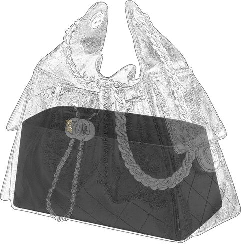 Silk Purse Organizer Insert Fits Chanel 25 bag, Luxury Satin Bag Shaper with Divider, Silky Smooth Non-Slip Handbag Organizer for Designer Bags in Kuwait