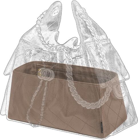 Silk Purse Organizer Insert Fits Chanel 25 bag, Luxury Satin Bag Shaper with Divider, Silky Smooth Non-Slip Handbag Organizer for Designer Bags in Kuwait