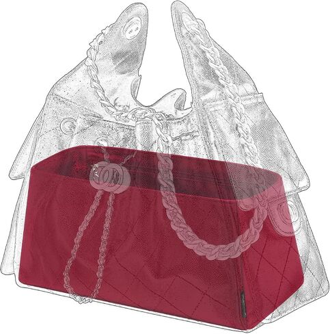 Silk Purse Organizer Insert Fits Chanel 25 bag, Luxury Satin Bag Shaper with Divider, Silky Smooth Non-Slip Handbag Organizer for Designer Bags in Kuwait