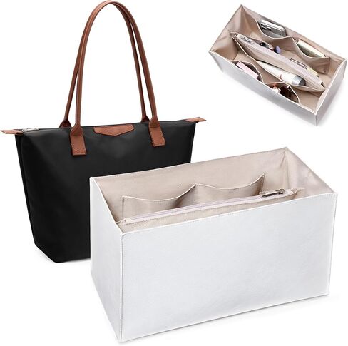 Fancy Forest Purse Organizer Insert for Tote Bags, Lightweight Handbag Organizer Insert with Easy-Clean Paper-Like Fabric, Zipper Divide, Tote Bag Organizer for Work, Travel & Designer Tote (white,XL) in Saudi Arabia