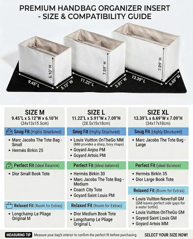 Fancy Forest Purse Organizer Insert for Tote Bags, Lightweight Handbag Organizer Insert with Easy-Clean Paper-Like Fabric, Zipper Divide, Tote Bag Organizer for Work, Travel & Designer Tote (white,XL) in Saudi Arabia