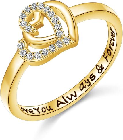 18K Gold Rings for Women Non Tarnish Gold Ring 925 Sterling Silver Love Heart Promise Ring for Women Ladies Anniversary Jewelry Gifts for Her in Saudi Arabia