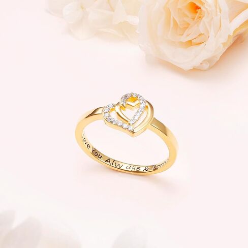 18K Gold Rings for Women Non Tarnish Gold Ring 925 Sterling Silver Love Heart Promise Ring for Women Ladies Anniversary Jewelry Gifts for Her in Saudi Arabia