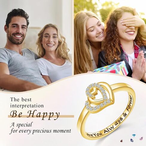 18K Gold Rings for Women Non Tarnish Gold Ring 925 Sterling Silver Love Heart Promise Ring for Women Ladies Anniversary Jewelry Gifts for Her in Saudi Arabia