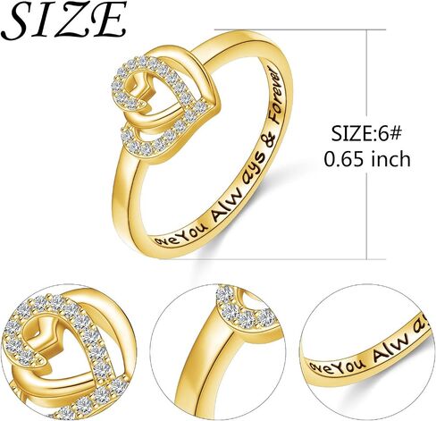 18K Gold Rings for Women Non Tarnish Gold Ring 925 Sterling Silver Love Heart Promise Ring for Women Ladies Anniversary Jewelry Gifts for Her in Saudi Arabia