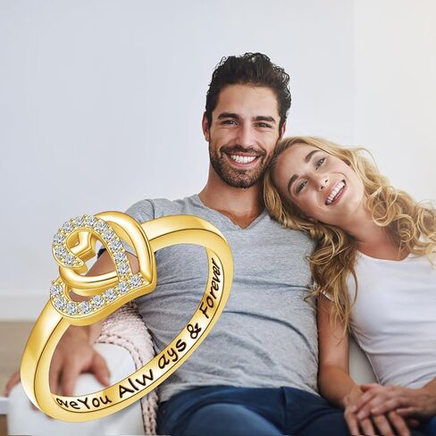 18K Gold Rings for Women Non Tarnish Gold Ring 925 Sterling Silver Love Heart Promise Ring for Women Ladies Anniversary Jewelry Gifts for Her in Saudi Arabia