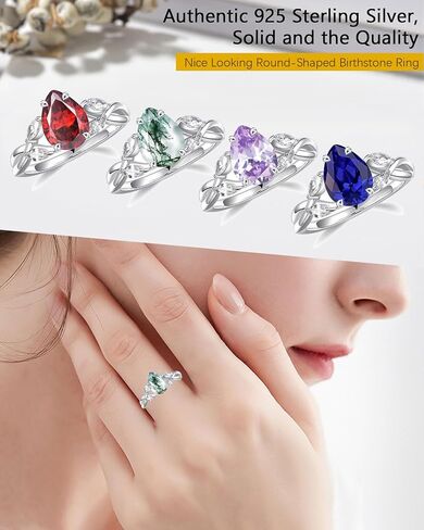 Wasee Natural Moss Agate Ring And Birthstone Ring 925 Sterling Silver Engagement Wedding Promise Ring Jewelry for Women in Saudi Arabia