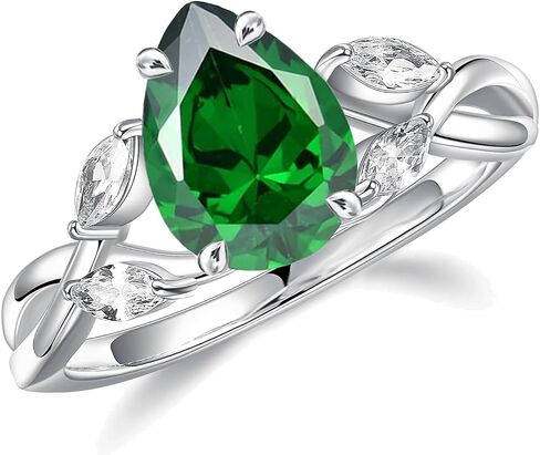 Wasee Natural Moss Agate Ring And Birthstone Ring 925 Sterling Silver Engagement Wedding Promise Ring Jewelry for Women in Saudi Arabia