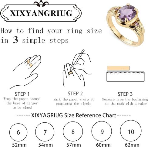 14K Gold Plated 925 Sterling Silver Fashion Ring for Women,Purple Cubic Zirconia Oval Cut Dainty Ring Jewelry Gifts for Her,Vintage Ring for Anniversary Wedding Engagement Daily Size:6-10 in Kuwait