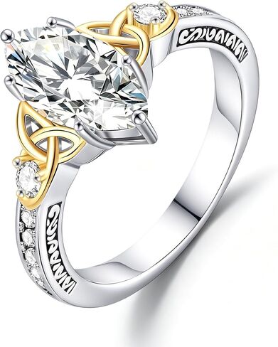 Btysun Promise Rings for Her Engagement Rings for Women Marquise Wedding Gifts Trendy Stuff Witches Knot Band White Gold Ring Non Tarnish Waterproof 2CT Cubic Zirconia Ring Size 4-10 in Kuwait