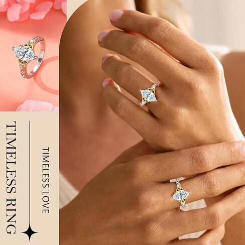 Btysun Promise Rings for Her Engagement Rings for Women Marquise Wedding Gifts Trendy Stuff Witches Knot Band White Gold Ring Non Tarnish Waterproof 2CT Cubic Zirconia Ring Size 4-10 in Kuwait