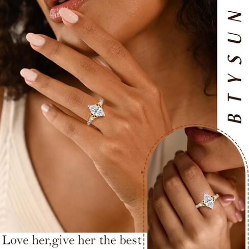 Btysun Promise Rings for Her Engagement Rings for Women Marquise Wedding Gifts Trendy Stuff Witches Knot Band White Gold Ring Non Tarnish Waterproof 2CT Cubic Zirconia Ring Size 4-10 in Kuwait