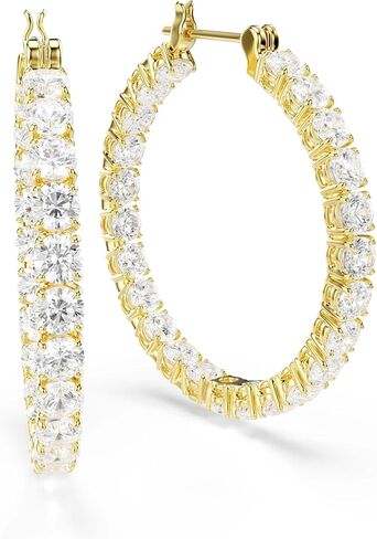Swarovski Matrix hoop earrings, Round cut, White, Gold-tone plated in Saudi Arabia