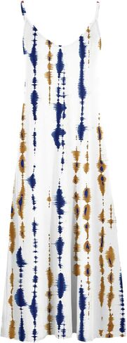 Summer Dresses for Women Printed Spaghetti Strap V-Neck Dress Flowy Casual Loose Midi Hawaiian Sundresses in Saudi Arabia