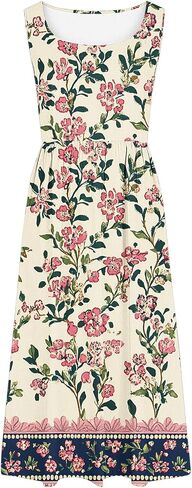 Boho Dresses for Women Floral Printed Scoop Neck Pleated Sundresses with Pocket Casual Maxi Summer Beach Dress in Saudi Arabia