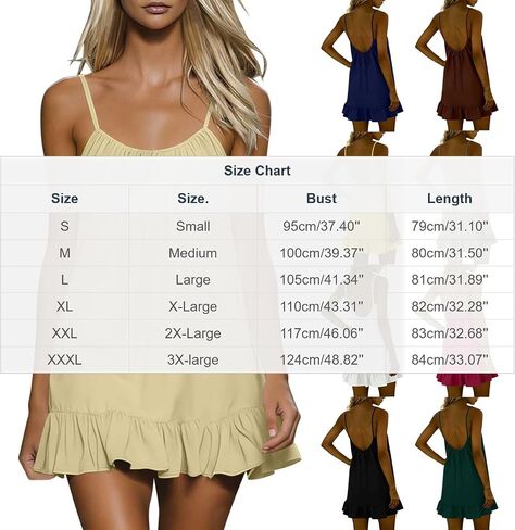 Summer Mini Dress for Women Cotton Linen Spaghetti Strap Ruffle Hem Dresses Backless Sleeveless Beach Sundresses in Saudi Arabia