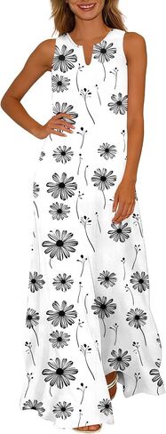 Womens Summer Dresses Floral Printed Tank A-Line Sundresses V-Neck Casual Loose Beach Vacation Trendy Outfit in Saudi Arabia