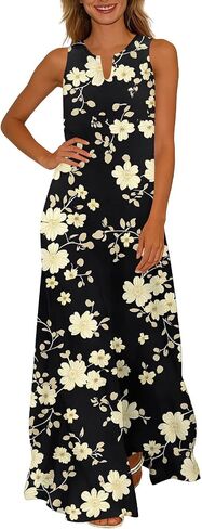 Womens Summer Dresses Floral Printed Tank A-Line Sundresses V-Neck Casual Loose Beach Vacation Trendy Outfit in Saudi Arabia