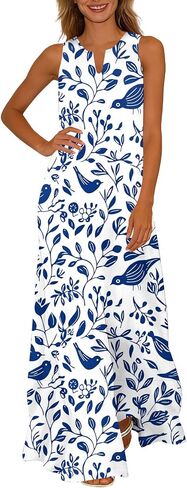 Womens Summer Dresses Floral Printed Tank A-Line Sundresses V-Neck Casual Loose Beach Vacation Trendy Outfit in Saudi Arabia