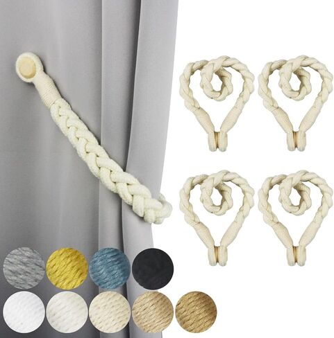 2 Pack Magnetic Soft Curtain Tiebacks Cotton Hand-Woven Tieback Holdback Home Decorative Tie Backs with Wooden Buckle for Home Office Decor (Blue, 2) in Saudi Arabia