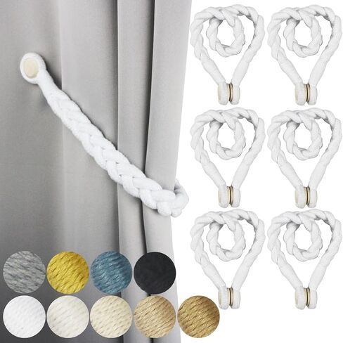 2 Pack Magnetic Soft Curtain Tiebacks Cotton Hand-Woven Tieback Holdback Home Decorative Tie Backs with Wooden Buckle for Home Office Decor (Blue, 2) in Saudi Arabia