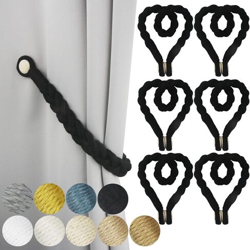2 Pack Magnetic Soft Curtain Tiebacks Cotton Hand-Woven Tieback Holdback Home Decorative Tie Backs with Wooden Buckle for Home Office Decor (Blue, 2) in Saudi Arabia