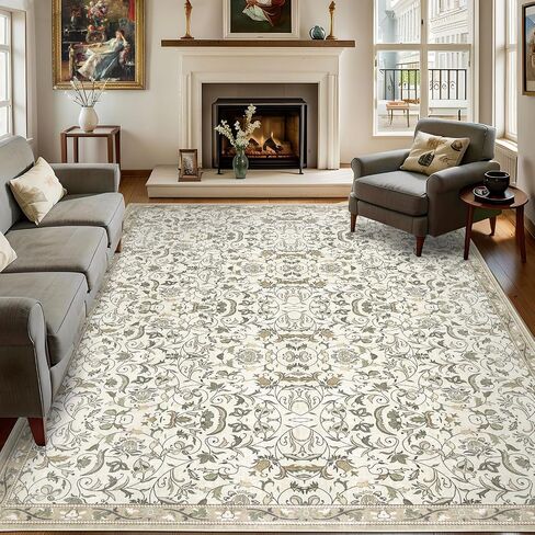 Hallway Runner Rug 2x6 Washable Area Rugs, Vintage Floral Rug Soft Non Slip Stain Resistant Boho Floor Carpet Runners for Hallways Entryway Laundry Room Kitchen Bathroom, and Bedroom Beige in Saudi Arabia
