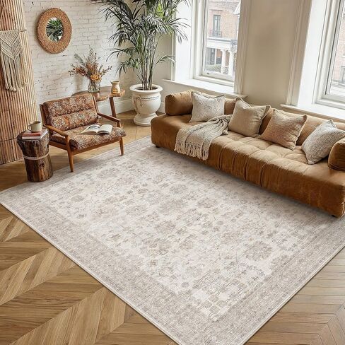 PureCozy 2x6 Runner Rug for Hallway Kitchen Brown Washable Vintage Carpet Non Slip Low Pile Traditional Distressed Long Retro Rug for Entryway Bathroom Bedroom in Saudi Arabia