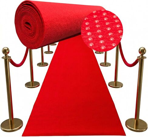 Red Carpet Runner for Party - Durable, Non Slip Red Rug - Hollywood Theme Party Decorations, Wedding Ceremony, Runway, Prom, Indoor & Outdoor Event (2.2x16.4ft) in Kuwait
