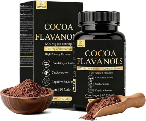 High Flavanol Cocoa Powder Supplement with 1200mg Flavanols & Flavonoids (600mg Epicatechin) for Heart Health, Nitric Oxide Support & Energy, 10X More Flavanols Than Regular Cocoa Powder (01) in Saudi Arabia