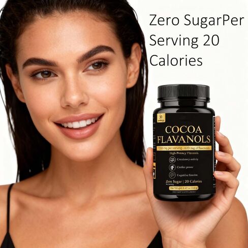 High Flavanol Cocoa Powder Supplement with 1200mg Flavanols & Flavonoids (600mg Epicatechin) for Heart Health, Nitric Oxide Support & Energy, 10X More Flavanols Than Regular Cocoa Powder (01) in Saudi Arabia
