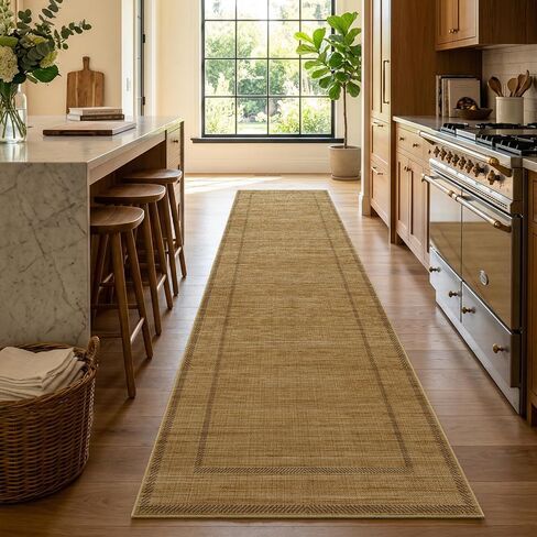Jute 3x10 Hallway Runner Rug: Boho Washable Non Slip Carpet with Rubber Backing No Shed Woven Farmhouse Home Decor Pet Friendly Easy Care Rugs for Kitchen Entryway Bedroom Natural Brown in Saudi Arabia