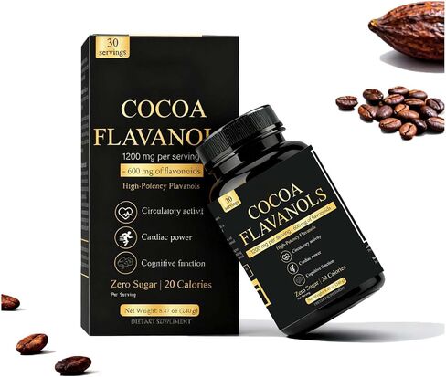 High Flavanol Cocoa Powder Supplement with 1200mg Flavanols & Flavonoids (600mg Epicatechin) for Heart Health, Nitric Oxide Support & Energy, 10X More Flavanols Than Regular Cocoa Powder (01) in Saudi Arabia